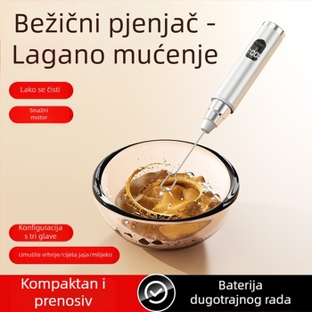 Prijenosni ručni mikser za mlijeko, nehrđajući čelik, za kavu