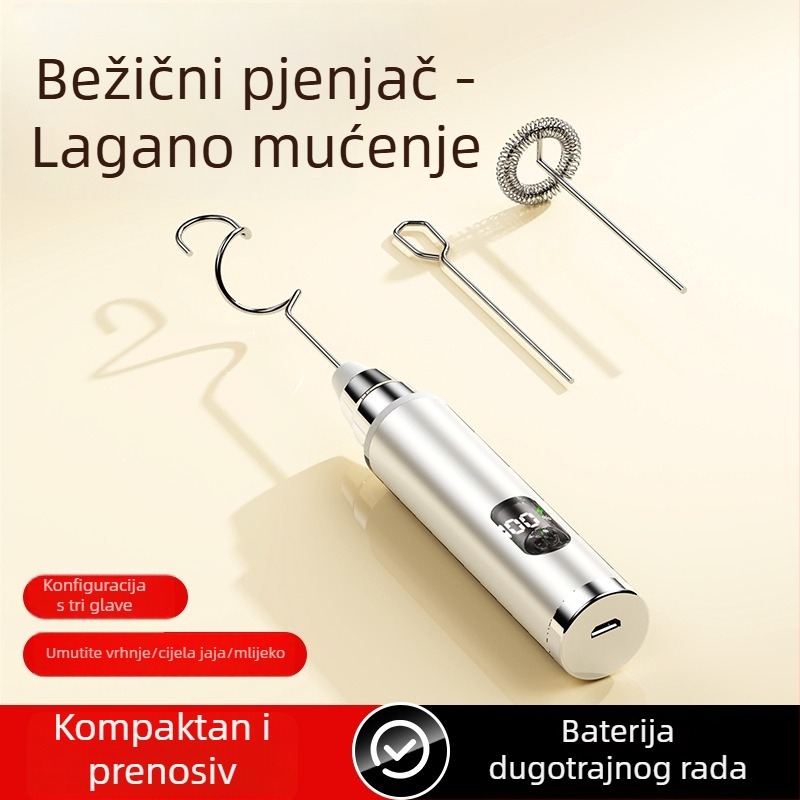 Prijenosni ručni mikser za mlijeko, nehrđajući čelik, za kavu