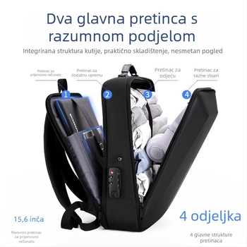 Ruksak za gaming prijenosno računalo od 15,6 inča s okvirom od legure i tvrdim kućištem, zaštita od krađe