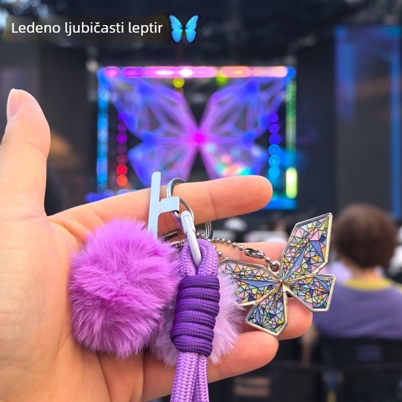 Lila plišani privjesak za ključeve s leptirima za torbu, inspirirano Xu Song koncertom