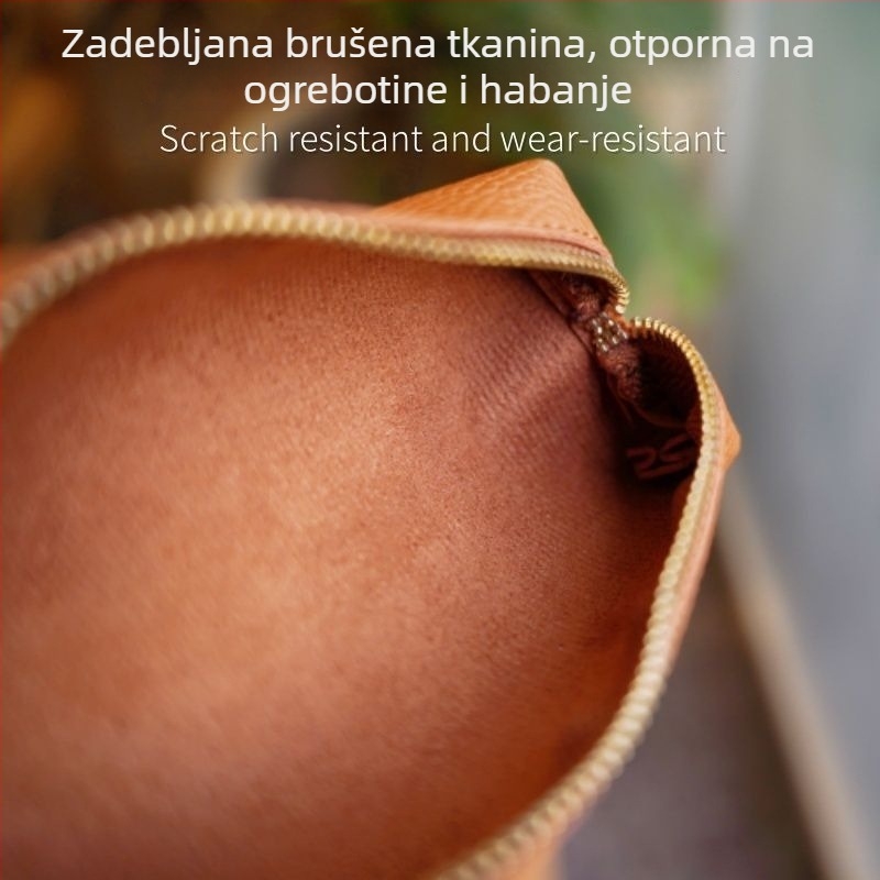 Kožni minimalistički pernica, prijenosna mala kapaciteta, torbica za uredske potrepštine s zaštitnom futrom za olovku