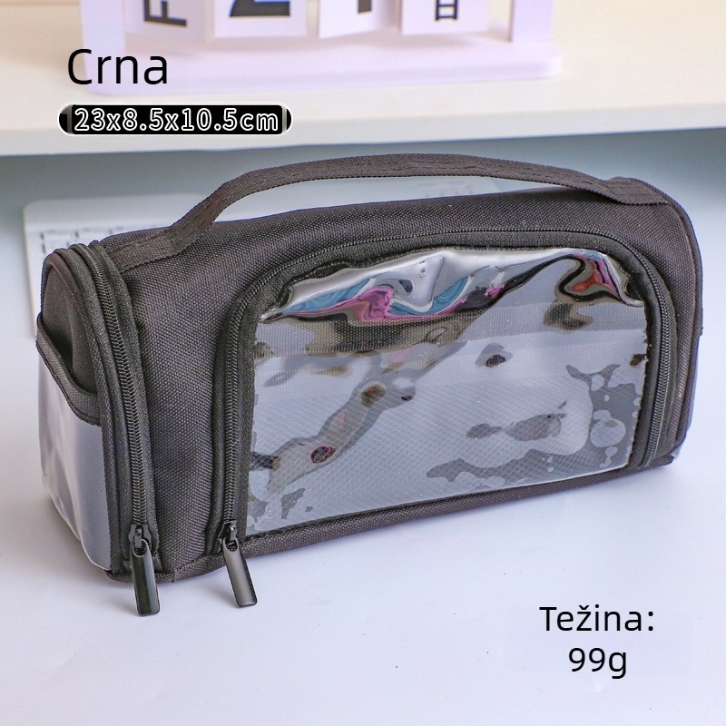 Prozirna pernica s prednjim otvorom, velika kapaciteta, japanski stil, za učenike (model 2025)