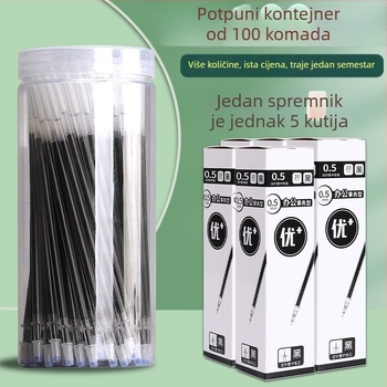 100 crnih punjenja za gel olovku, s igličastim i kugličastim vrhom, za učenike