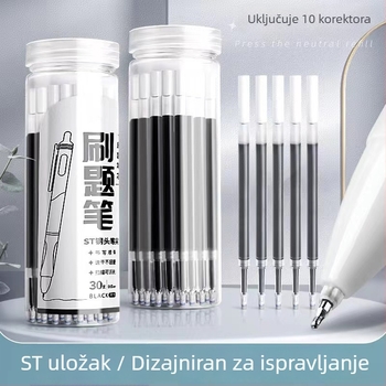 Punjenje za olovku 0,5 mm crno, neutralno mastilo, brzo sušeće, push-type, velika kapaciteta, vrh četkaste vrste u obliku tikve