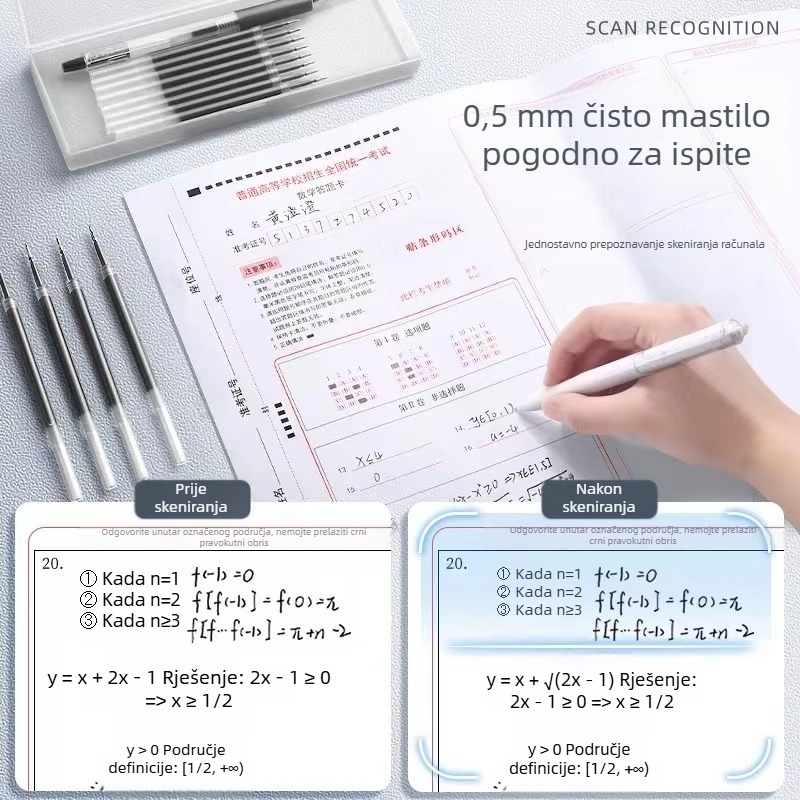Punjenje za olovku 0,5 mm crno, neutralno mastilo, brzo sušeće, push-type, velika kapaciteta, vrh četkaste vrste u obliku tikve