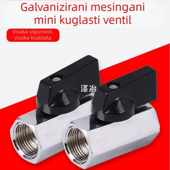 Mini bakreni kuglični ventil, veličine 1/4, 3/8 i 1/2 inča, elektroplirano poliran završetak, za sustave vodoopskrbe, unutarnje i vanjske navoje