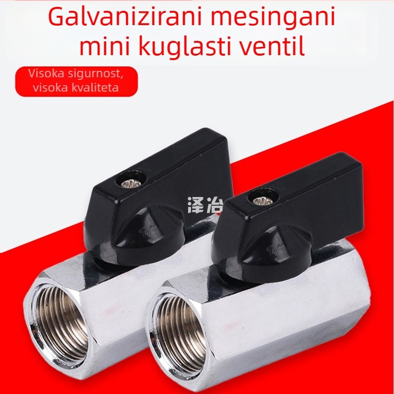 Mini bakreni kuglični ventil, veličine 1/4, 3/8 i 1/2 inča, elektroplirano poliran završetak, za sustave vodoopskrbe, unutarnje i vanjske navoje