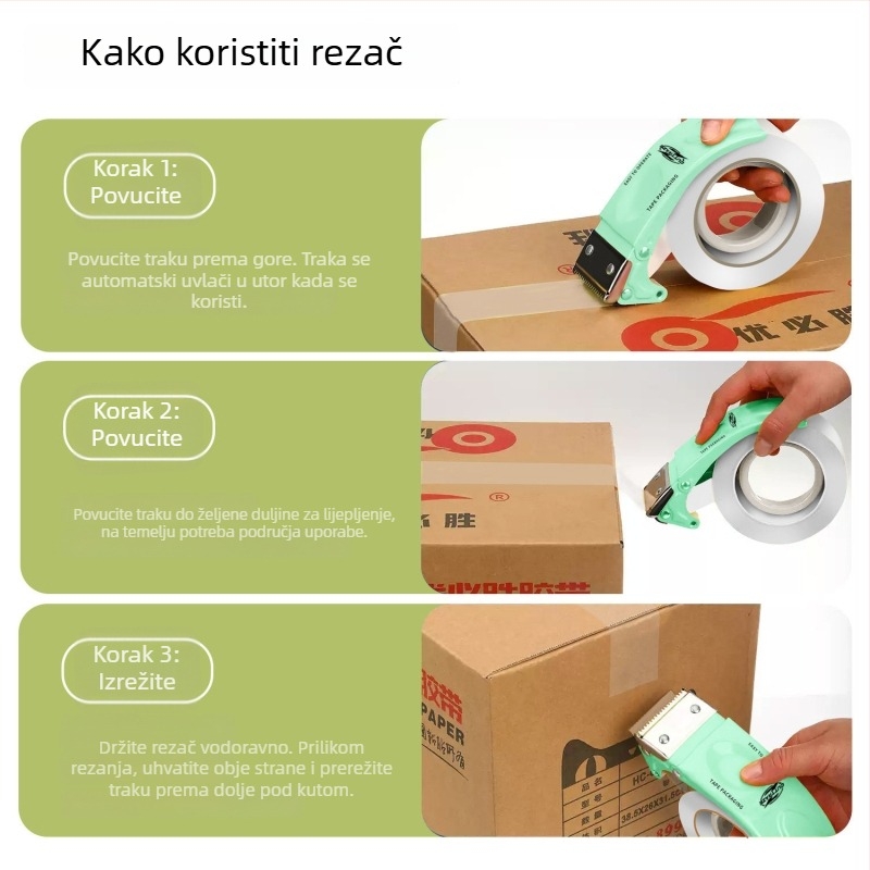 Teški metalni zatvarač kutija s prozirnim dispenzerom za traku