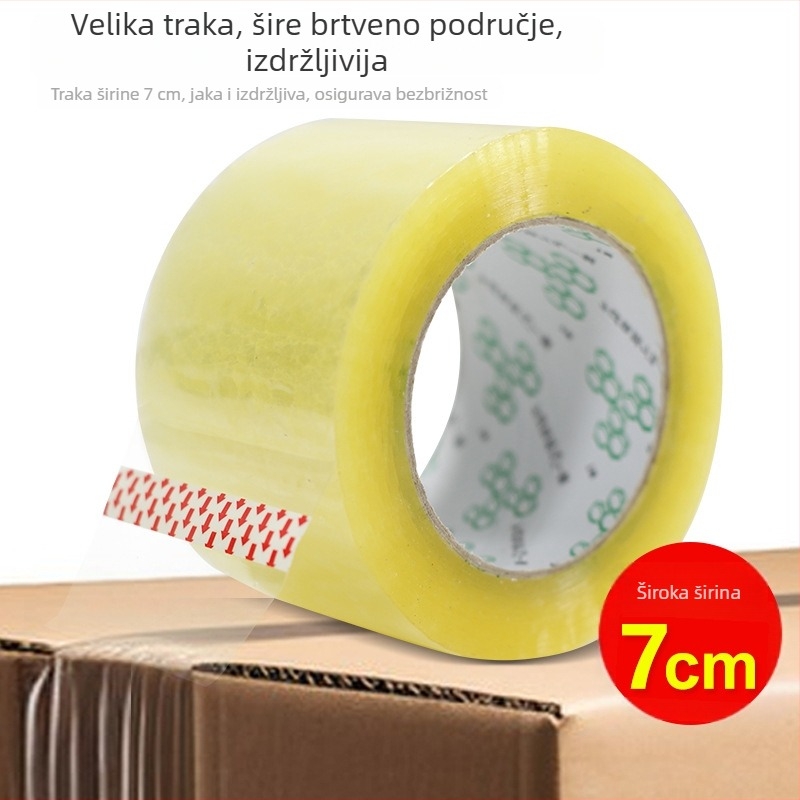 7 cm traka za pakiranje kutija, prozirna brtvena traka, BOPP film, snažna adhezija, duljina 110–300 m