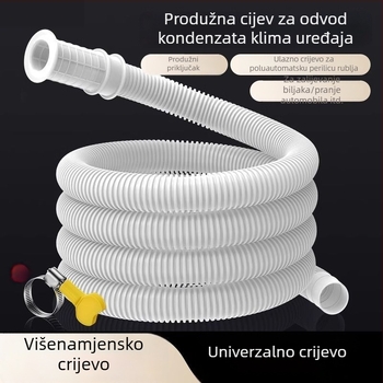Set cijevi i spojnice za kućanske aparate: produžni odvodi klima uređaja i vodovodna cijev za perilicu rublja s mesingim spojnicama (PET materijal)