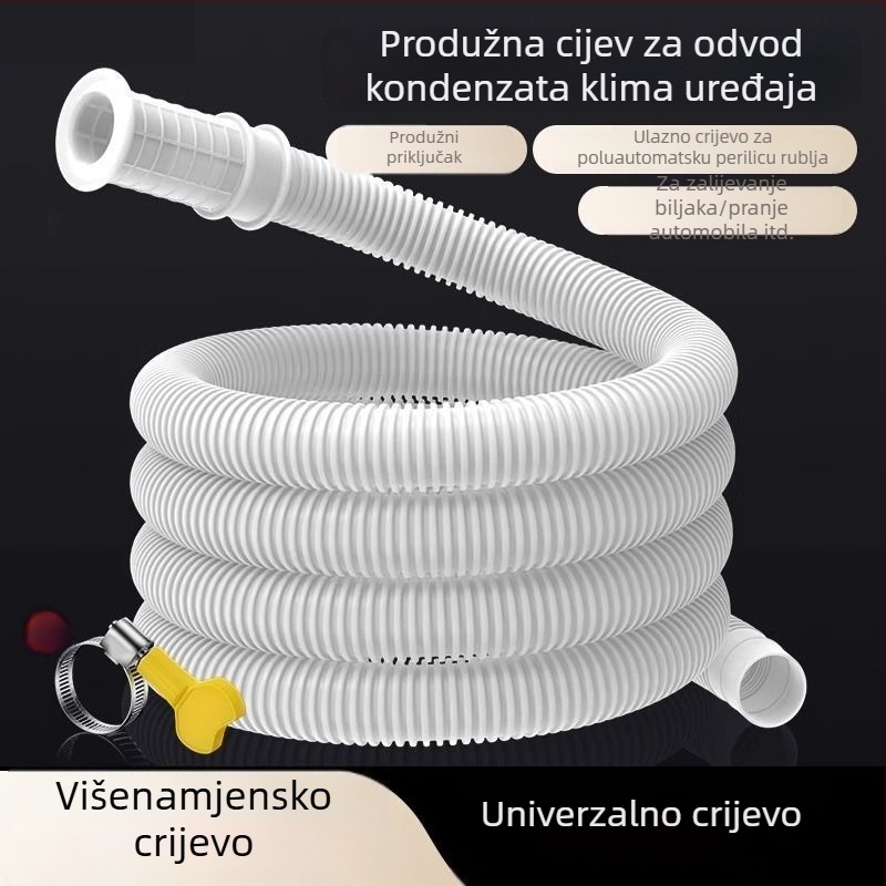 Set cijevi i spojnice za kućanske aparate: produžni odvodi klima uređaja i vodovodna cijev za perilicu rublja s mesingim spojnicama (PET materijal)