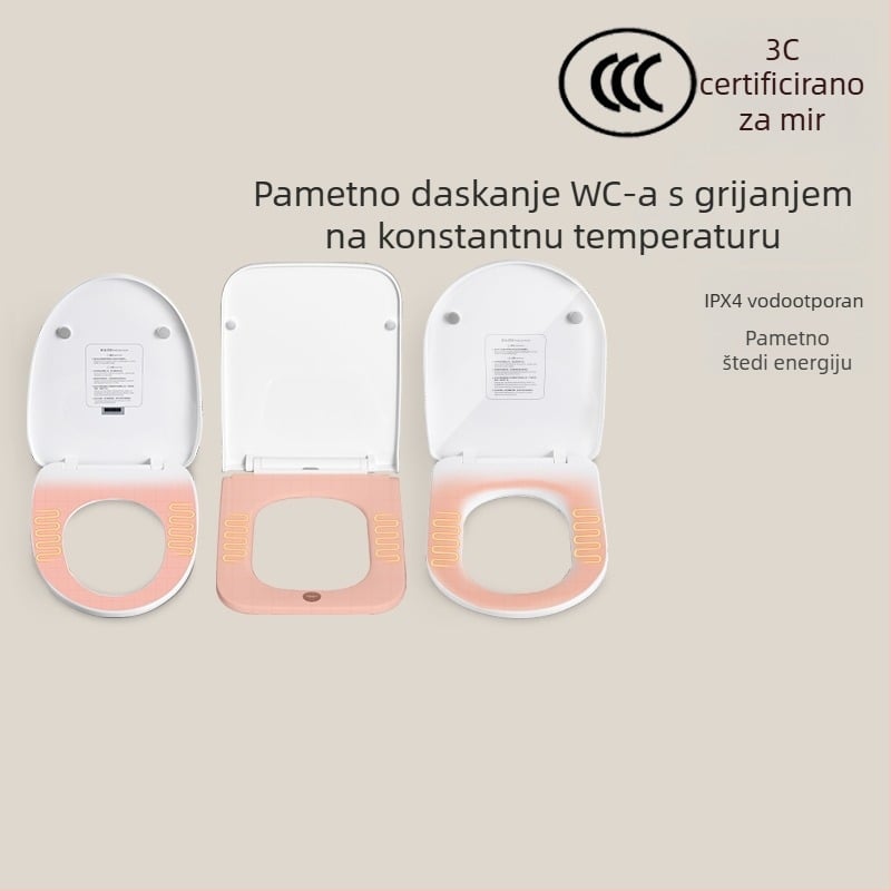 Pametna grijana električna sjednica za WC s UV sterilizacijom, universalna prilagodba, stalna temperatura, sporo zatvaranje za kućnu upotrebu