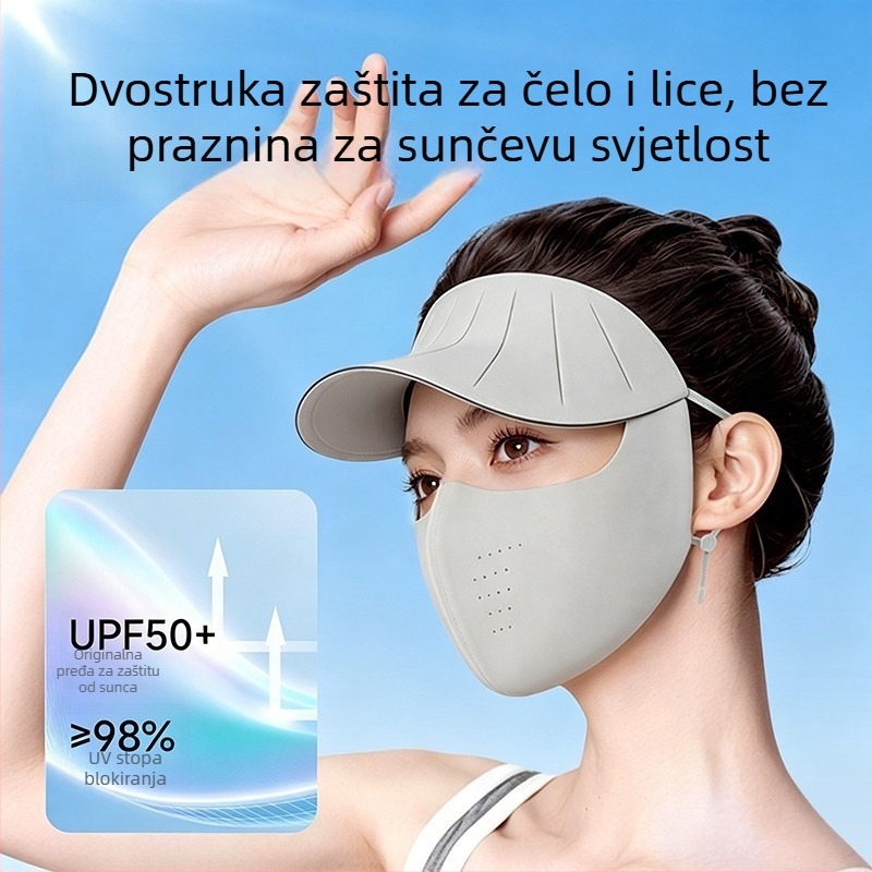 Novi stil maske za zaštitu od sunca za žene, zaštita UV za cijelo lice, maska od ice silk, ljetni facekini s integriranim šeširom