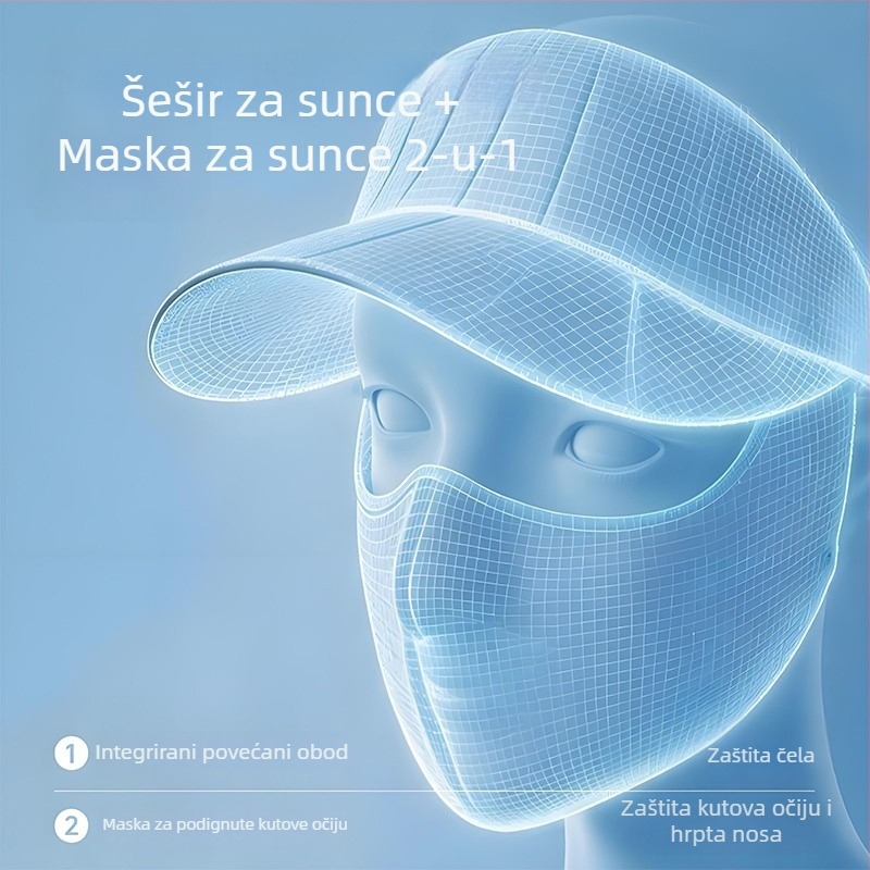 Novi stil maske za zaštitu od sunca za žene, zaštita UV za cijelo lice, maska od ice silk, ljetni facekini s integriranim šeširom