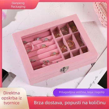 Prenosna kutija za nakit velike kapacitete, 9 odjeljaka za ogrlice i prstene, prozirni poklopac