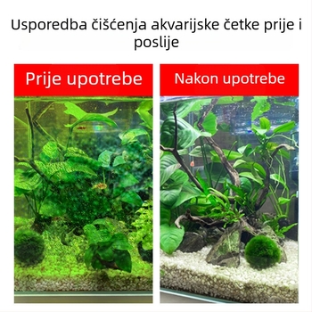 Alat za čišćenje akvarija za unutarnje zidove, bez mrtvih kutova, četka za uklanjanje algi s dugom ručkom