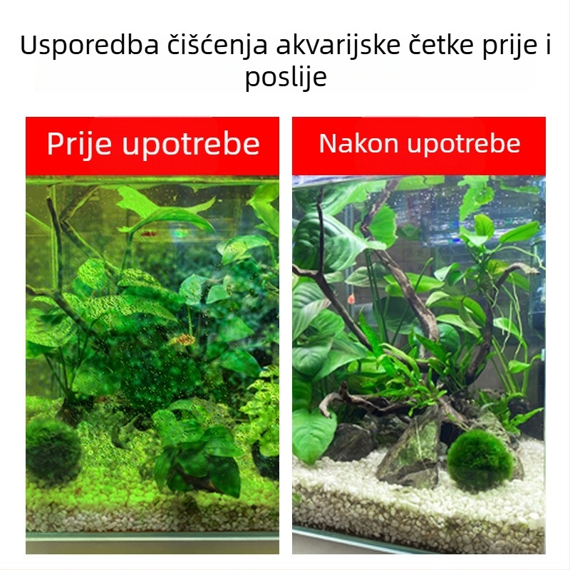 Alat za čišćenje akvarija za unutarnje zidove, bez mrtvih kutova, četka za uklanjanje algi s dugom ručkom