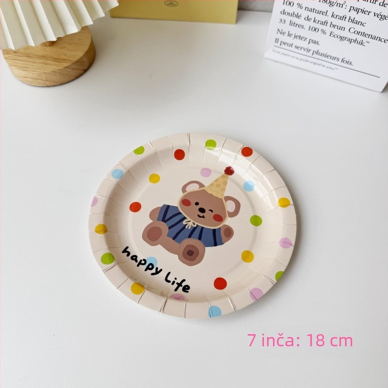 9-inčni jednokratni papirnati tanjuri s dizajnom banana lišća, okrugli, paket od 10 komada
