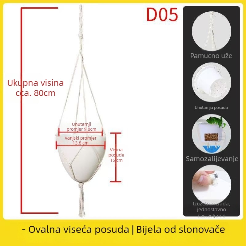 Olinzer plastična viseća posuda za cvijeće u obliku jajeta, promjera 10 cm, monolitno oblikovana metodom injekcijskog lijevanja, izdržljiva.