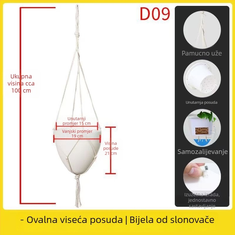 Olinzer plastična viseća posuda za cvijeće u obliku jajeta, promjera 10 cm, monolitno oblikovana metodom injekcijskog lijevanja, izdržljiva.