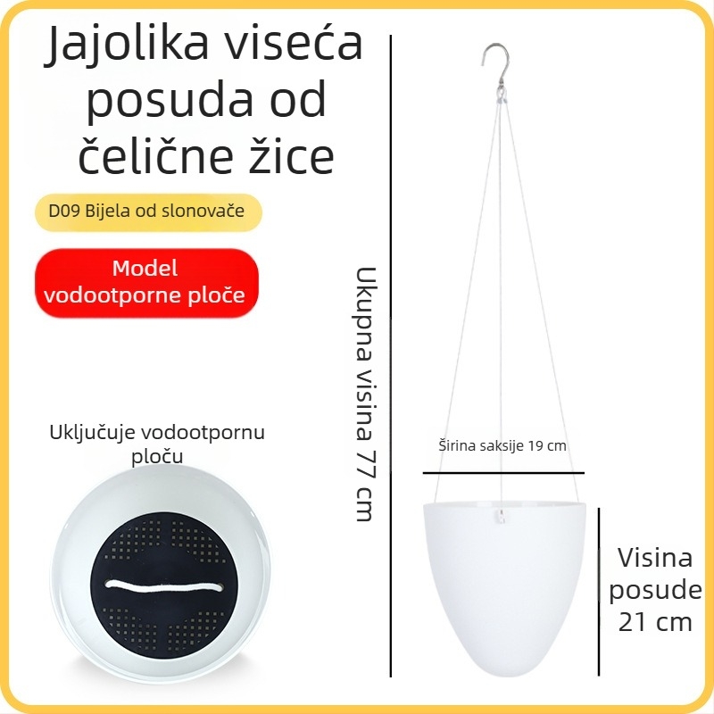 Olinzer plastična viseća posuda za cvijeće u obliku jajeta, promjera 10 cm, monolitno oblikovana metodom injekcijskog lijevanja, izdržljiva.