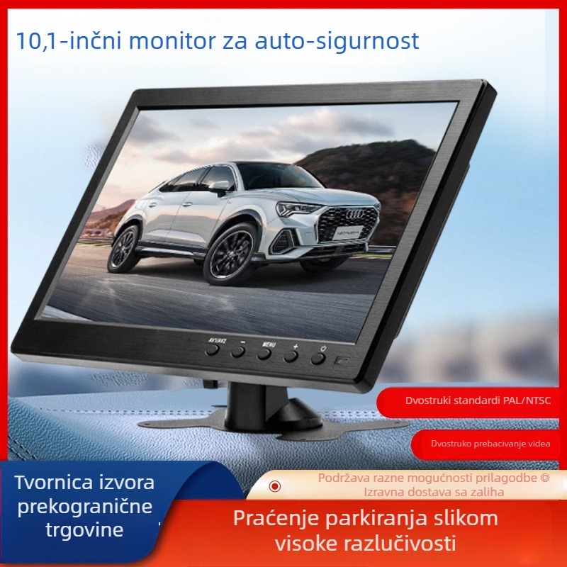 10,1-inčni sigurnosni zaslon za automobil s HDMI, VGA, AV, USB i BNC priključcima, HD zaslon