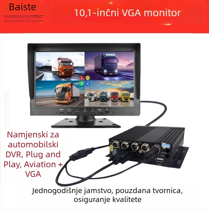 Univerzalni auto monitor od 10,1 inča s VGA CCTV prikazom za kameru za vožnju unatrag