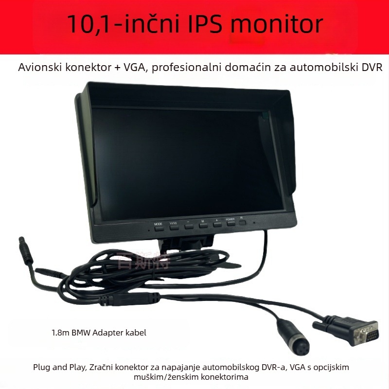 Univerzalni auto monitor od 10,1 inča s VGA CCTV prikazom za kameru za vožnju unatrag