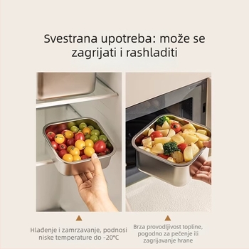 304 nehrđajući čelik, prijenosna hermetički zatvorena kutija za čuvanje hrane i voća, s poklopcem