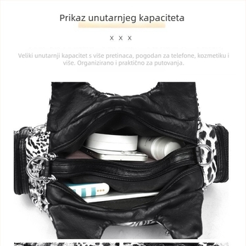 Ženska torba od PU kože preko ramena, retro bikerski dizajn, više pretinaca, vertikalni kvadratni oblik