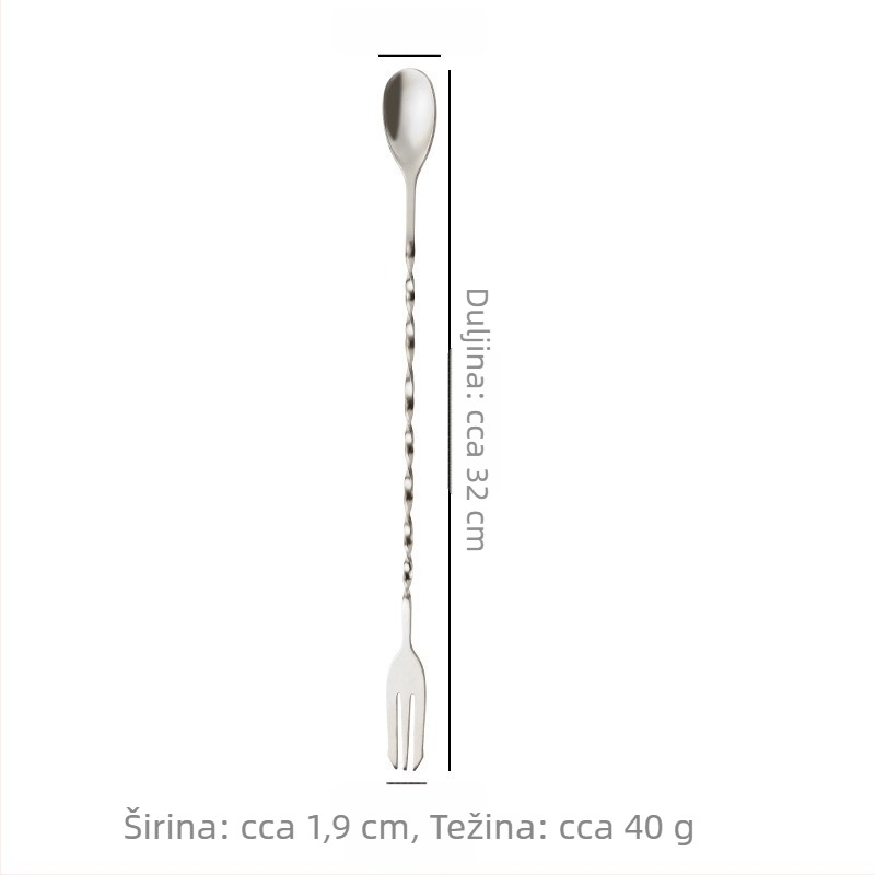 Nehrđajući čelik, duga bar žlica, 32 cm duga drška, za koktele i čaj s mlijekom