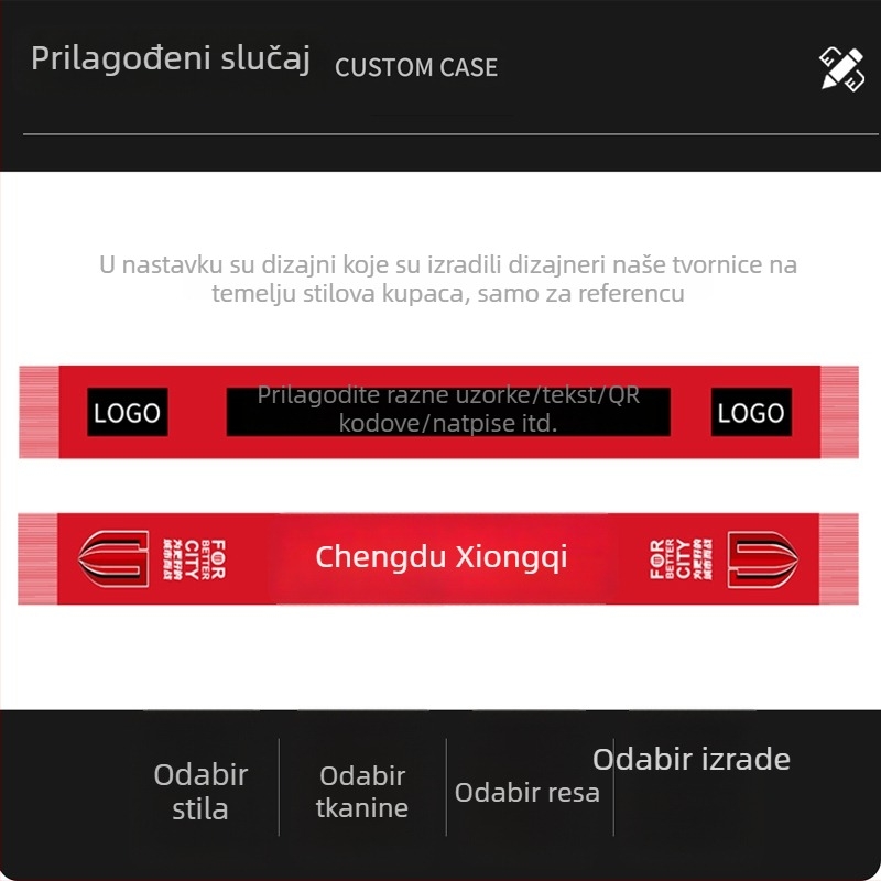 Pleteni jacquard šal s resicama za navijače nogometnih klubova