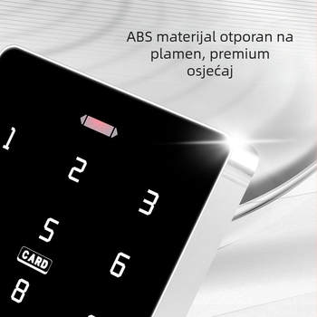 Sistem kontrole pristupa za staklena vrata s daljinskim otključavanjem putem mobilne aplikacije, RFID karticom i lozinkom