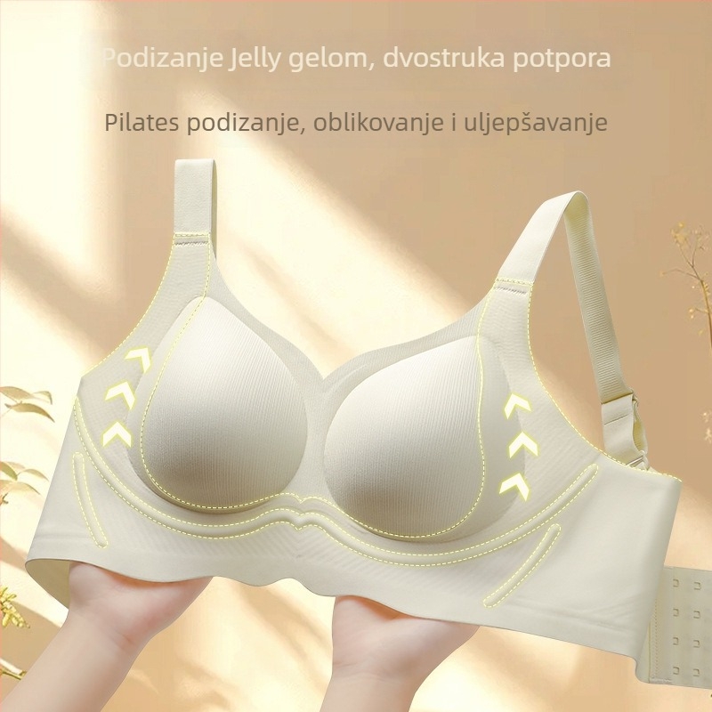 Bešivni grudnjak za žene s gel-liftom za podršku leđa — dvostruka podrška, protiv opuštanja, push-up, udobne fiksne naramenice