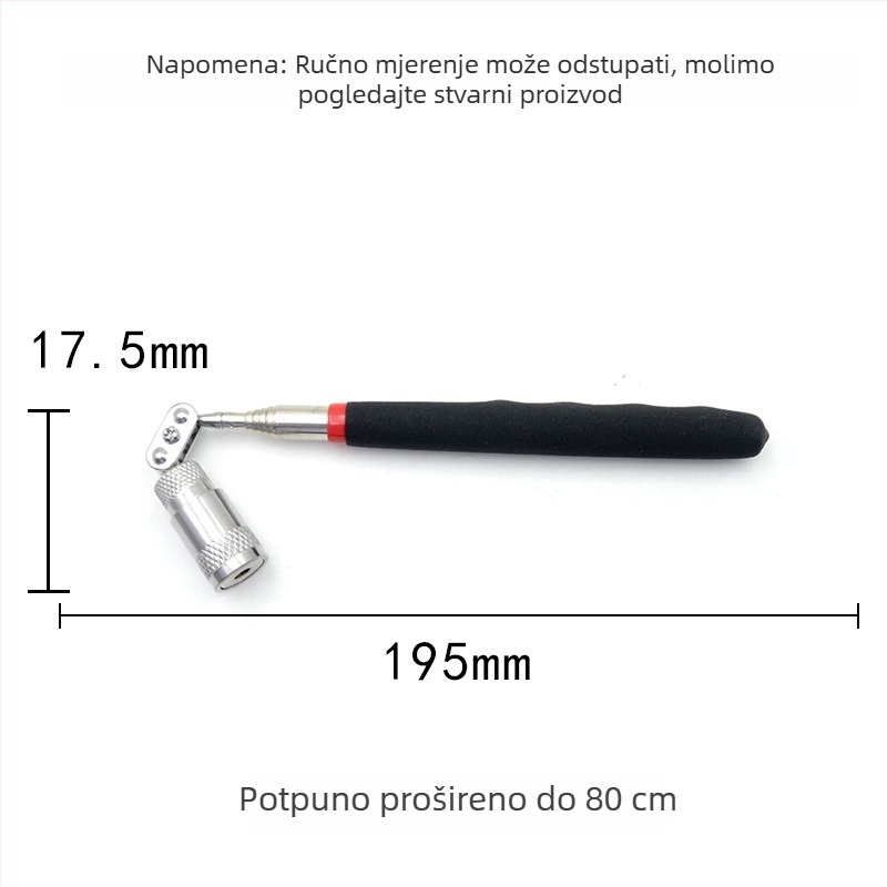 Automobilski magnetski alat za prikupljanje vijaka, s fleksibilnom šipkom i metalnom kandžom