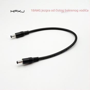 Kabel za napajanje DC visoke snage, presjek 0,75 mm², DC5521 muški-muški konektor, LED nadzorni priključak 5,5×2,1 mm