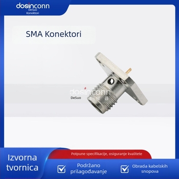 SMA pravokutni ženski konektor s 4 otvora na prirubnici, panelna montaža, punjena smolom za video kabel