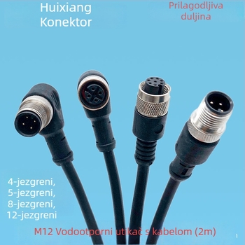 M12 ravni muški senzor konektor s kabelom, 4‑žilni, 5‑žilni, 8‑žilni ili 12‑žilni; 4‑pinski ili 5‑pinski
