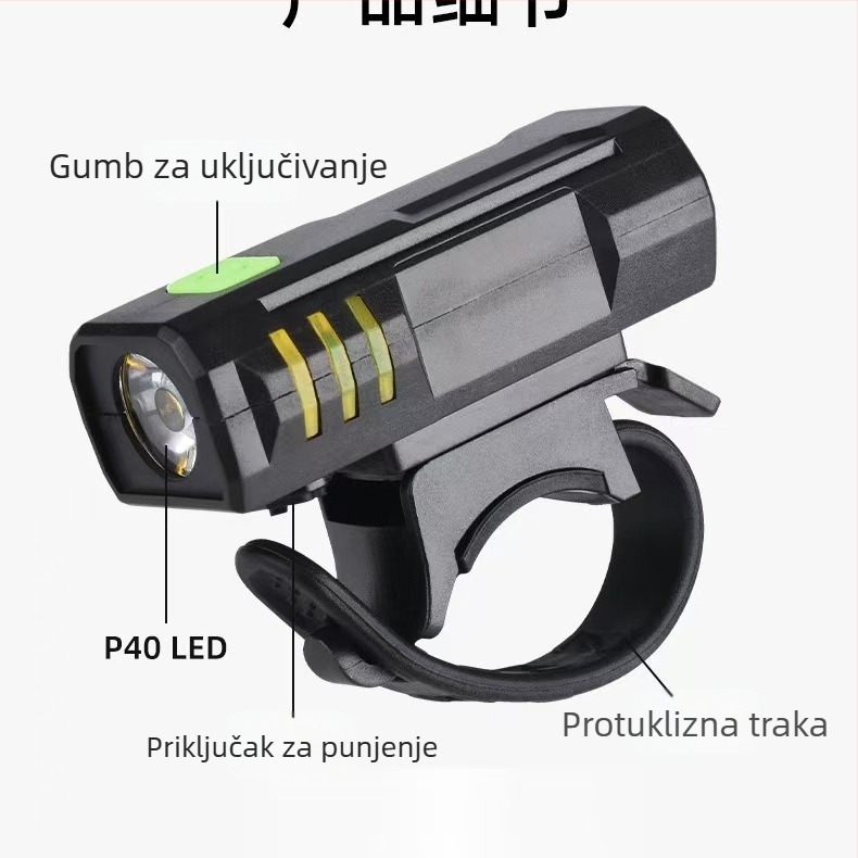 Vanjska prednja svjetiljka za bicikl, vodootporna, visoke svjetline za noćnu vožnju, MTB oprema, ručna lampa