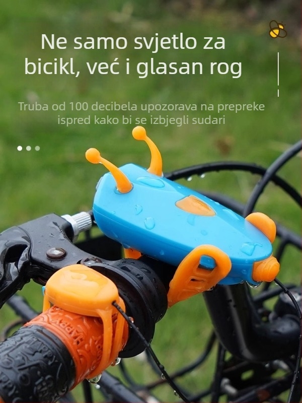 Dječje prednje svjetlo za bicikl s punjivim zvonom i visokosjajnom LED svjetiljkom za noćnu vožnju planinskim biciklom