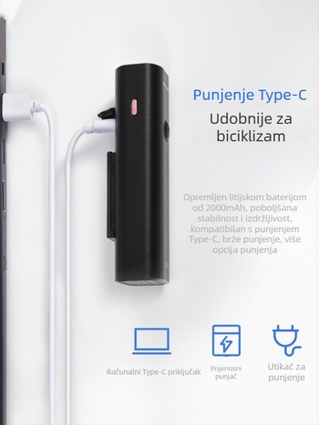 Prednja svjetiljka za bicikl visoke jačine, USB-punjiva za MTB i cestovne bicikle, univerzalno biciklističko osvjetljenje s upozoravajućom lampom