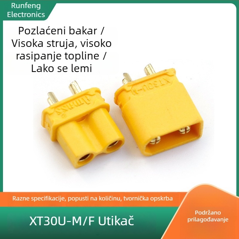 Amass XT30U-M/F 2-polni visokoučinkoviti konektor za litijsku bateriju za motore modela zrakoplova