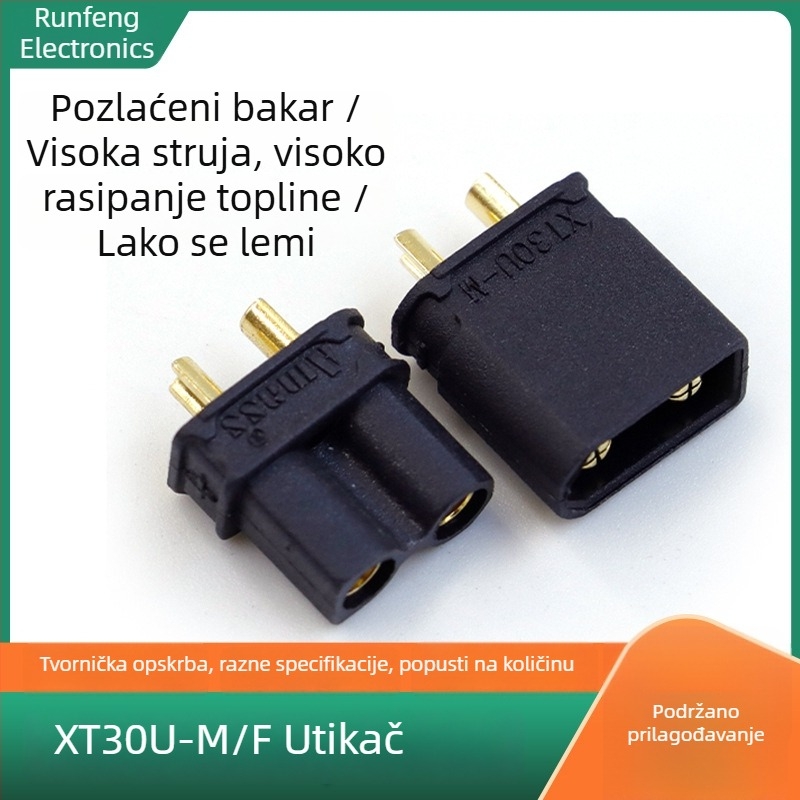 Amass XT30U-M/F 2-polni visokoučinkoviti konektor za litijsku bateriju za motore modela zrakoplova