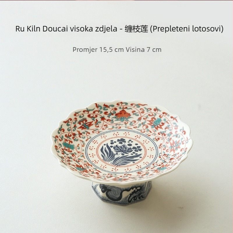 Porcelanski pladanj za voće s nogom, kineskog stila, za dnevni boravak – tanjur za čajnu užinu, keramički