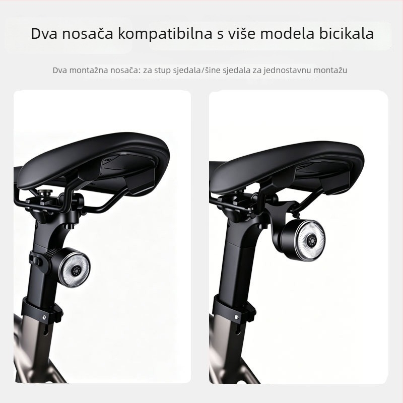 Svjetlo za bicikl od aluminijskog legura, inteligentna zadnja svjetiljka za kočenje sa senzorom, svjetlo za vožnju, dvostruki aluminijski nosač