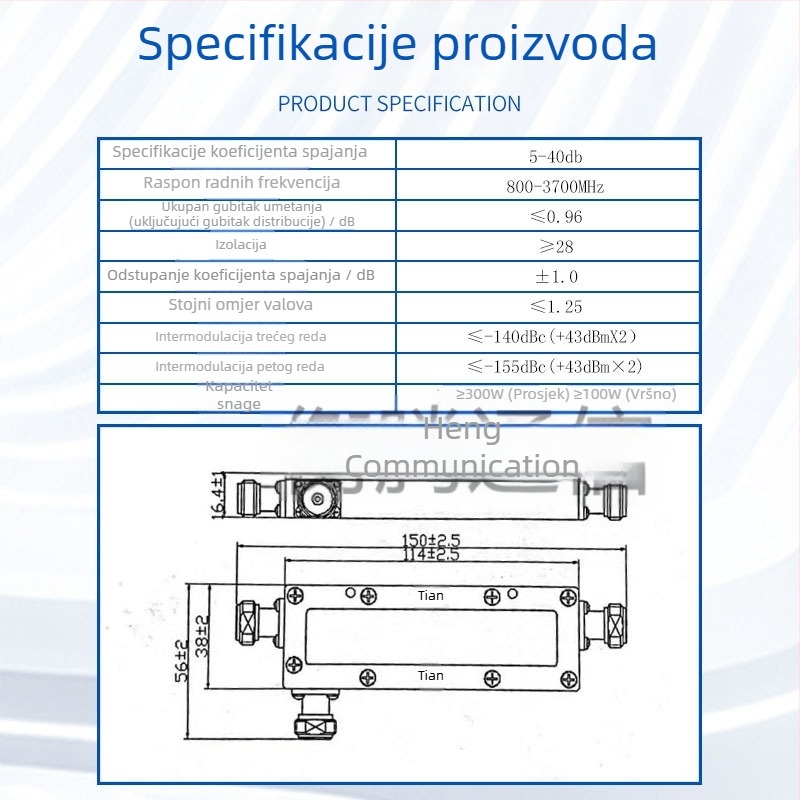 5G Cavity Coupler, 300W, 700–3700 MHz
