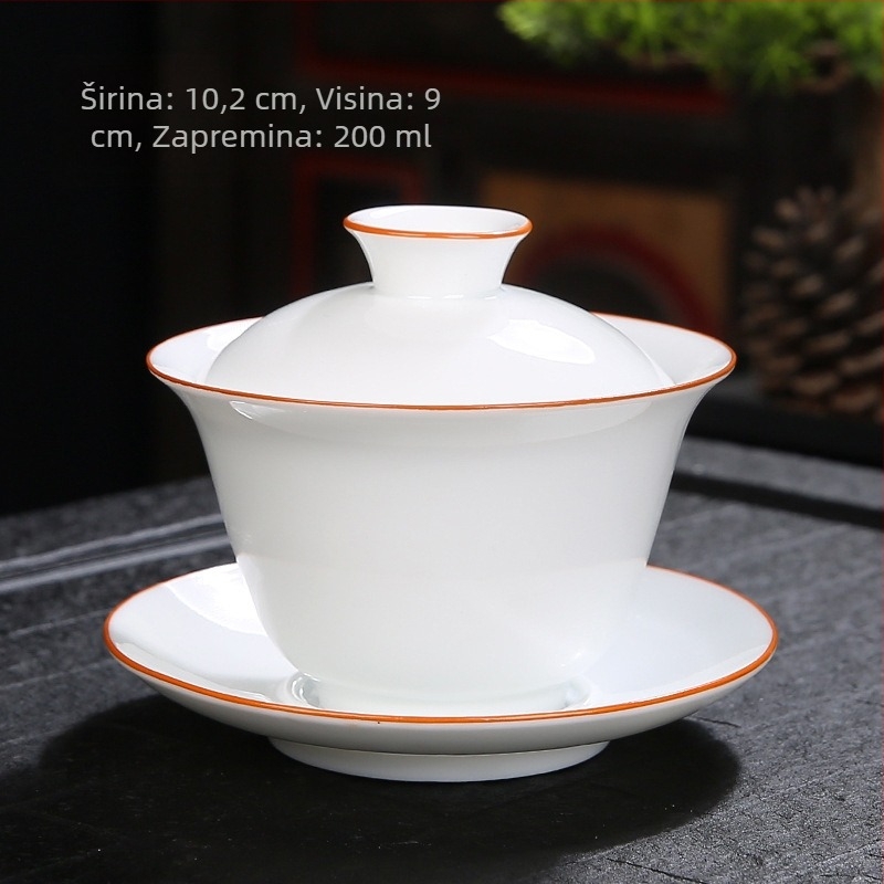 Velika bijela porcelanska zdjela s poklopcem za kućnu upotrebu
