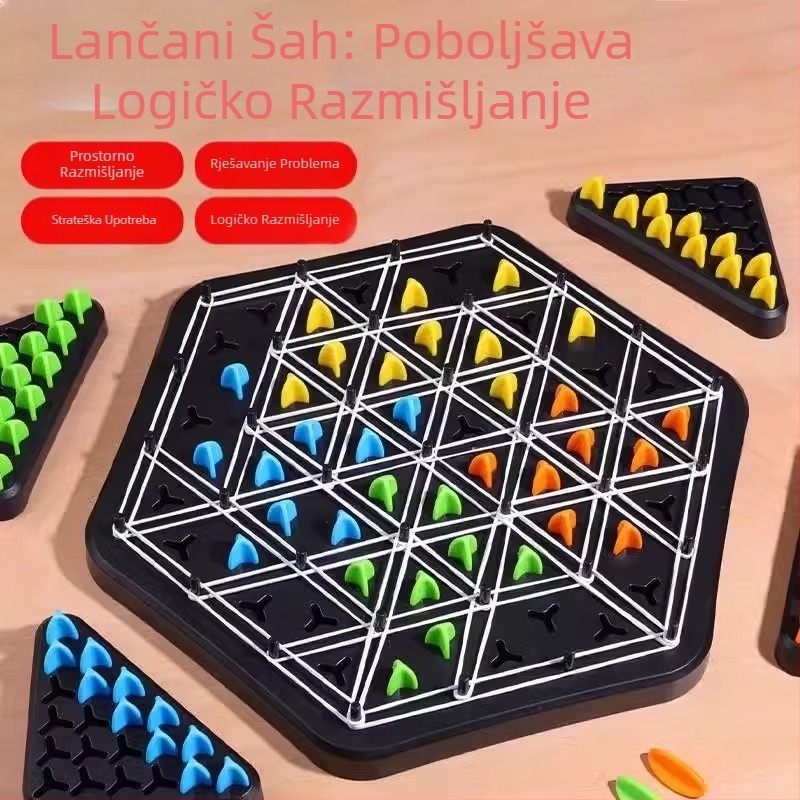 Lančasti šah s trokutnom geometrijom — obiteljska interaktivna igra za više igrača, edukativna