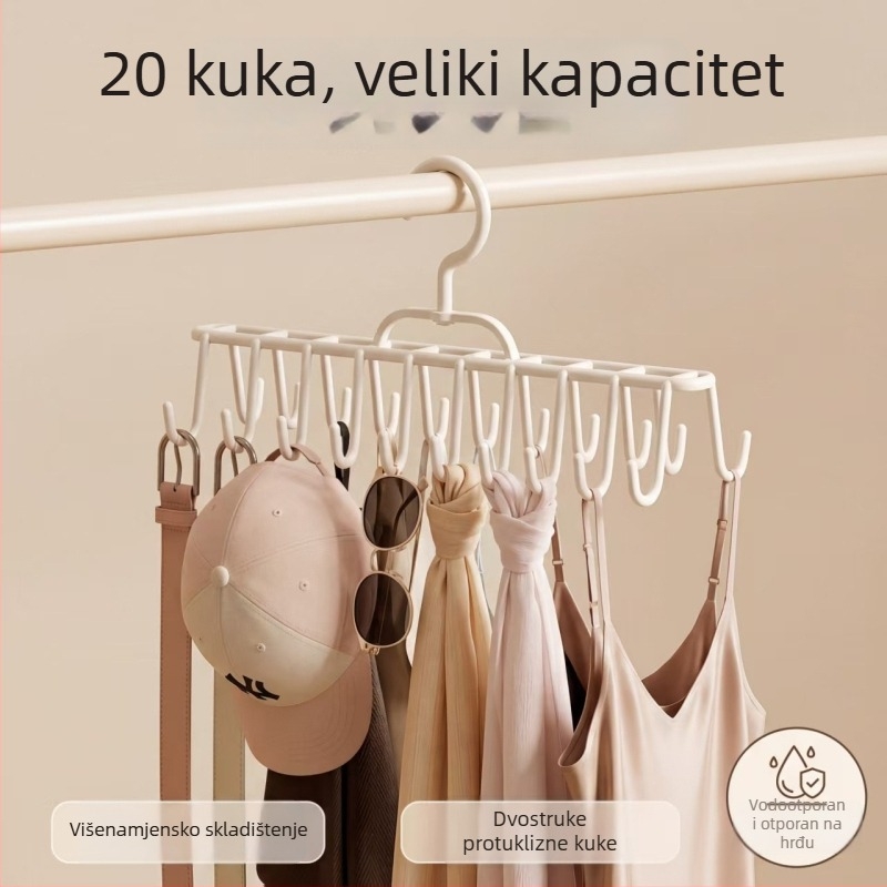 Dvostruka vješalica s 20 kukica – višestruki organizator za donje rublje, veste i odjeću