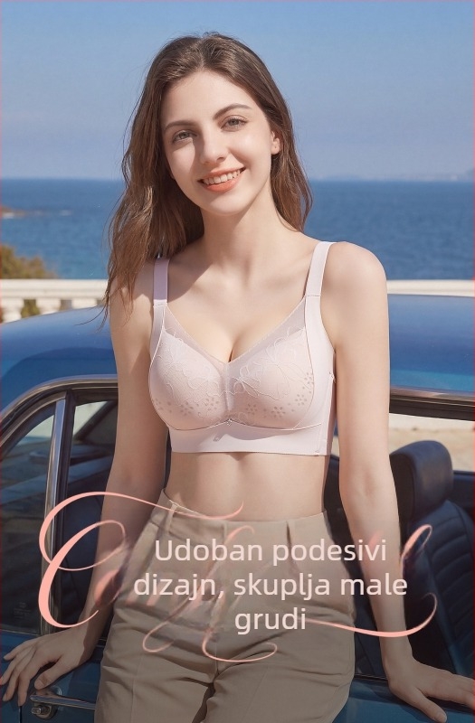 Bezržični push-up grudnjak s potpuno pokrivenošću, plus veličina, čipkasta mreža, prozračne šalice s motivom latica
